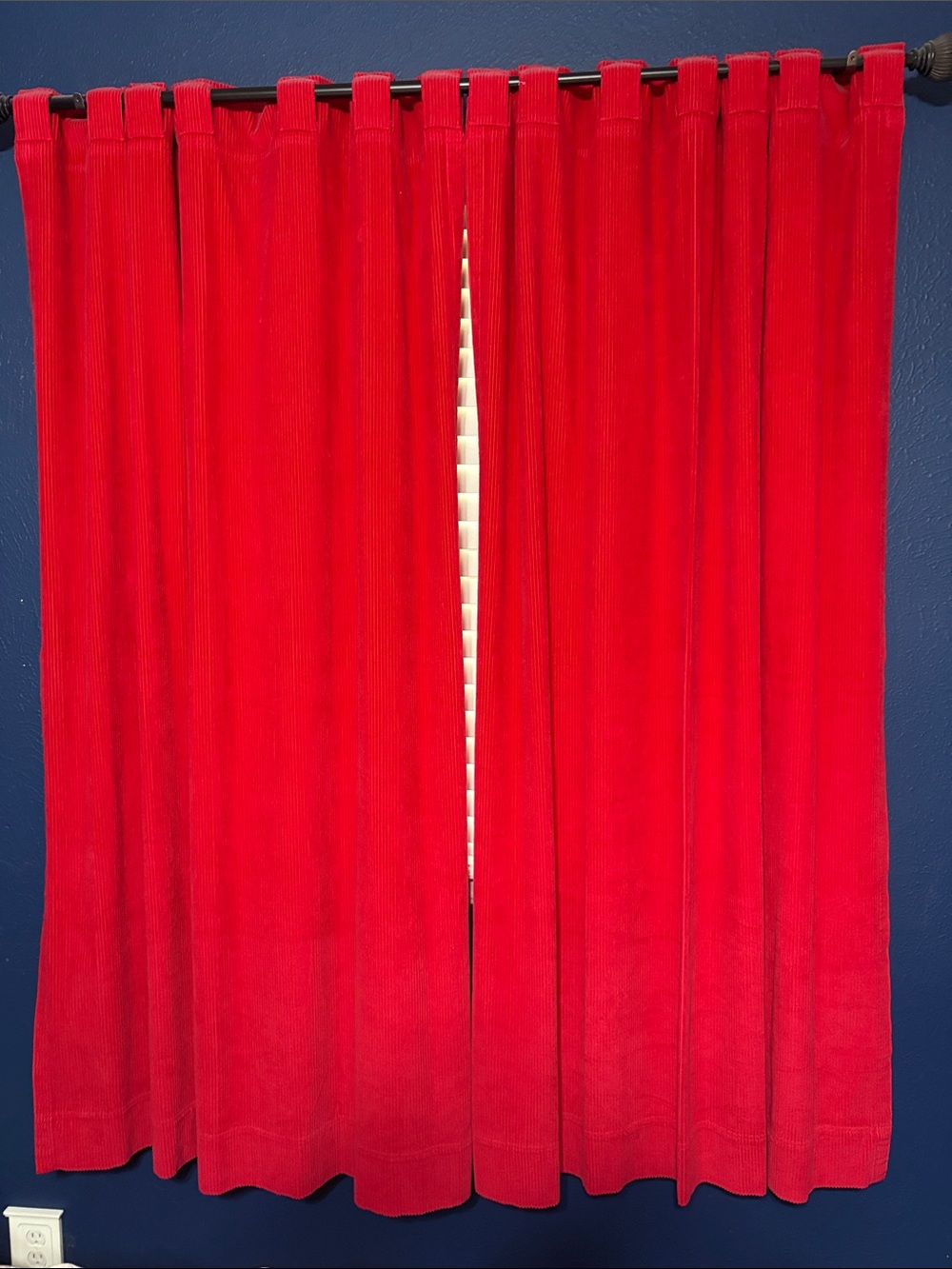 Pottery Barn Kids Bright Red Velvet Tab-Top Curtain Panels